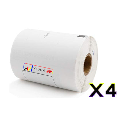 4 x Compatible Brother DK11241 "WITHOUT CARTRIDGE" White Label Roll 102mm x 152mm