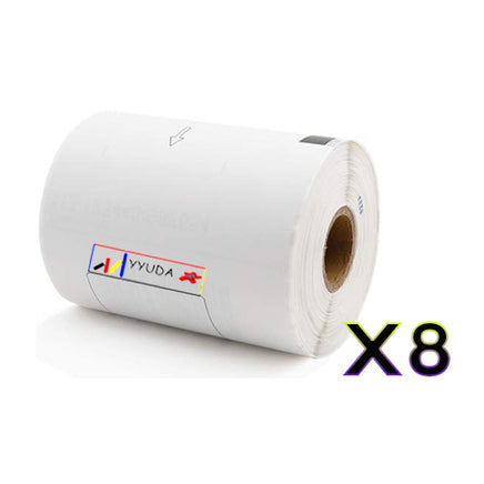 8 x Compatible Brother DK11241 "WITHOUT CARTRIDGE" White Label Roll 102mm x 152mm