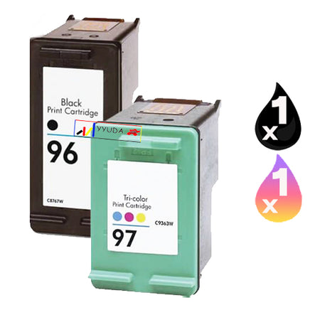 2 x Compatible HP 96 + HP 97 Inkjet Cartridge C8767WA + C9363WA