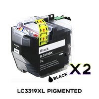 2 x Compatible Brother LC3319XLBK "PIGMENTED" Black Ink Cartridge LC-3319XLBK