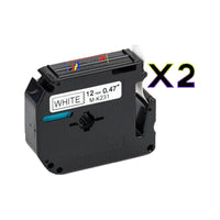 2 x Compatible Brother MK231 Black Text on White Label Tape M-K231