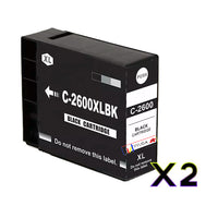 2 x Compatible Canon PGI-2600XL Black Ink Cartridge