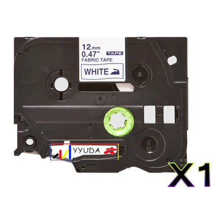1 x Compatible Brother TZeFA3 Blue Text on White Fabric Label Tape TZe-FA3