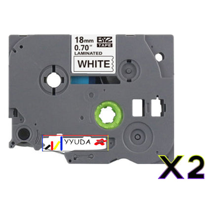 2 x Compatible Brother TZe241 Black Text on White Label Tape TZe-241