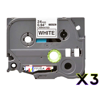 3 x Compatible Brother TZe251 Black on White Label Tape TZe-251