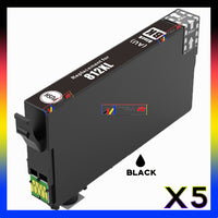 5 x Compatible Epson 812XL High Yield Black Ink Cartridge C13T05E192