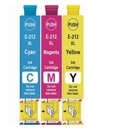 3 x Compatible Epson 212XL CMY High Yield Colour Ink Cartridge C13T02X292 - C13T02X492 (1C 1M 1Y)