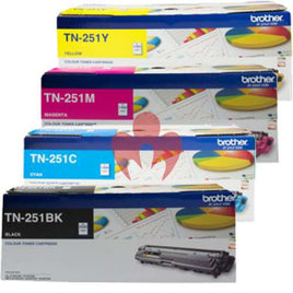 4 x Genuine Brother TN251 TN255 Black Cyan Magenta Yellow Toner Cartridge