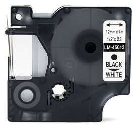 2 x Compatible Dymo 45013 / S0720530 Black on White LetraTag Label Plastic Tape 12mm x 7m