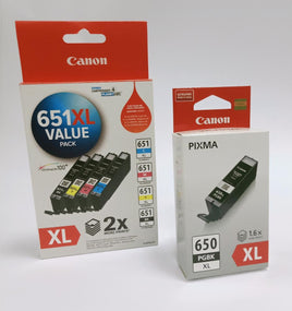 1 x Genuine Canon PGI-650XLBK + 1 x Genuine Canon CLI-651XL Value Pack Ink Cartridge