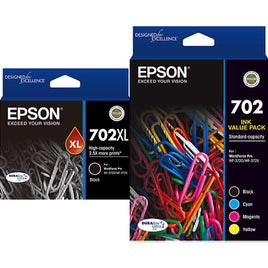 1 x Genuine Epson 702XL Black + 1 x Genuine Epson 702 B/C/M/Y Value Pack Ink Cartridge (C13T345192 + C13T344692)