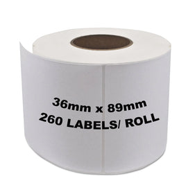 16 x Compatible Dymo 99012 / S0722400 White Label Roll 36mm x 89mm - 260 Labels per Roll