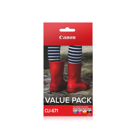1 x Genuine Canon CLI-671 Value Pack 4 Colour Ink Cartridge