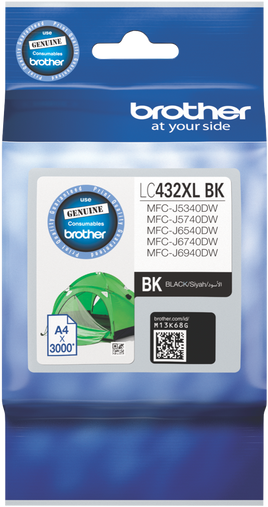 1 x Genuine Brother LC432XLBK Black Ink Cartridge LC-432XLBK