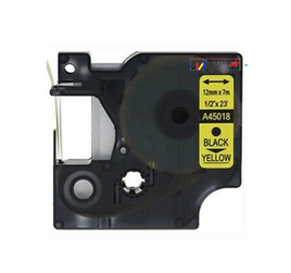1 x Compatible  SD45018  Black Text on Yellow 12mm x 7m Plastic