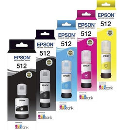 5 x Genuine Epson T512 / E512 EcoTank Ink Bottle