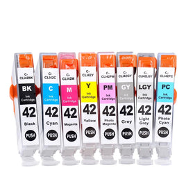 8 x Compatible Canon CLI-42 Ink Cartridge (1BK 1C 1M 1Y 1GY 1PC 1PM 1LGY)