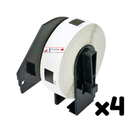 8 x Compatible Brother DK11204 "WITH CARTRIDGE" Black Text on White Die-Cut Paper Label Roll 17mm x 54mm - 400 Labels per Roll