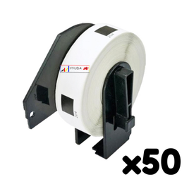 50 x Compatible Brother DK11204 "WITH CARTRIDGE" Black Text on White Die-Cut Paper Label Roll 17mm x 54mm - 400 Labels per Roll