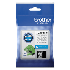 1 x Genuine Brother LC432XLC Cyan Ink Cartridge LC-432XLC