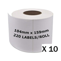 
              10 x Compatible Dymo SD0904980 White Label Roll 104mm x 159mm - 220 Labels per Roll
            