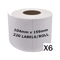 
              6 x Compatible Dymo SD0904980 White Label Roll 104mm x 159mm - 220 Labels per Roll
            