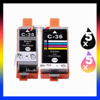 
              10 x Compatible Canon PGI-35BK CLI-36C Ink Cartridge (5BK 5CL)
            