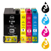 
              12 x Compatible Epson 254XL Black + 252XL Colour Ink Cartridges C13T254192, C13T253292 - C13T253492
            