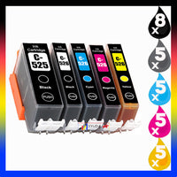 
              28 x Compatible Canon PGI-525 CLI-526 Ink Cartridge (8BK 5PBK 5C 5M 5Y)
            