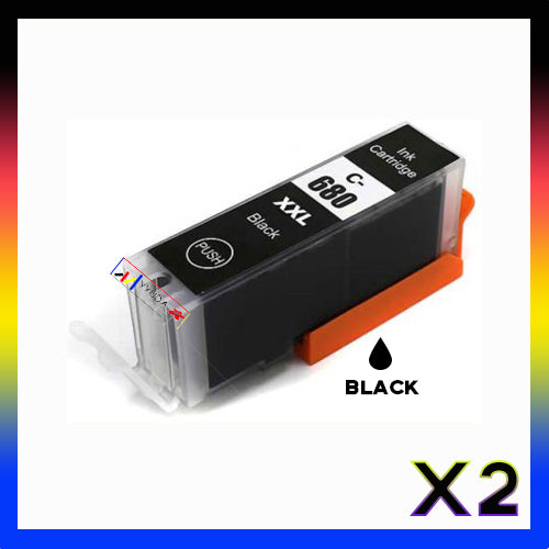 2 x Compatible Canon PGI-680XXL Black Extra High Yield Ink Cartridge| YYUDA
