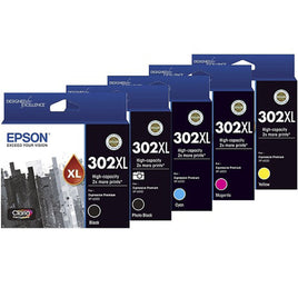 5 x Genuine Epson 302XL Ink Cartridge C13T01X192, C13T01Y192 - C13T01Y492