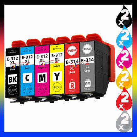 12 x Epson 312XL 314XL Compatible High Yield Ink Cartridge