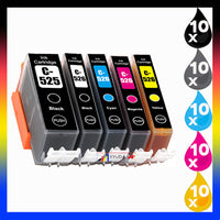 
              50 x Compatible Canon PGI-525 CLI-526 Ink Cartridge (10BK 10PBK 10C 10M 10Y)
            