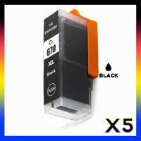 
              5 x Compatible Canon PGI-670XLBK Black Ink Cartridge
            