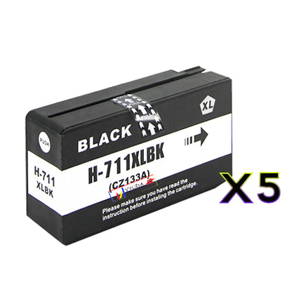 5 x Compatible HP 711XL Black Ink Cartridge CZ133A