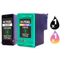 
              2 x Compatible HP 74XL + HP 75XL Inkjet Cartridge CB336WA + CB338WA
            