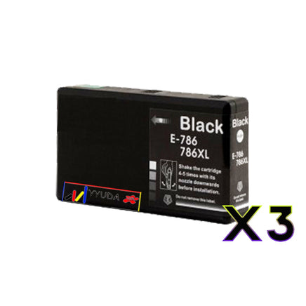 3 x Compatible Epson 786XL High Yield Black Ink Cartridge C13T787192