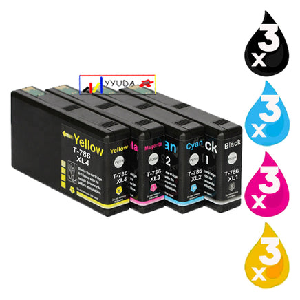12 x Compatible Epson 786XL High Yield Ink Cartridge C13T787192 - C13T787492