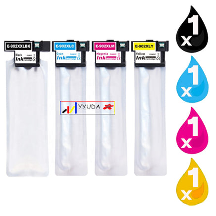 4 x Compatible Epson 902XXL Black + 902XL Colour High Yield Ink Cartridge T9381, T9372 - T9374