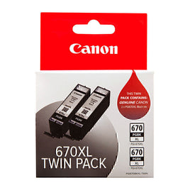 1 x Genuine Canon PGI-670XL "TWIN PACK" Black Ink Cartridge