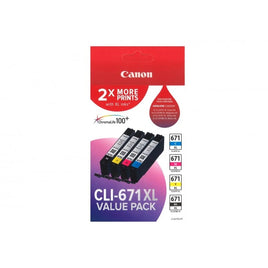 1 x Genuine Canon CLI-671XL Value Pack 4 Colour Ink Cartridge