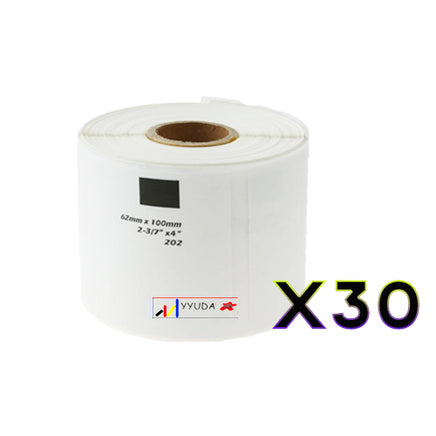 30 x Compatible Brother DK11202 "Without Cartridge" White Label Roll 62mm x 100mm