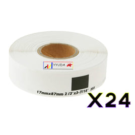 24 x Compatible Brother DK11203 "WITHOUT CARTRIDGE" White Label Roll 17mm x 87mm
