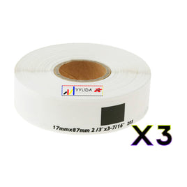 3 x Compatible Brother DK11203 "WITHOUT CARTRIDGE" White Label Roll 17mm x 87mm