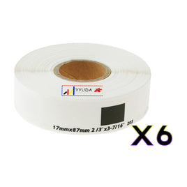 6 x Compatible Brother DK11203 "WITHOUT CARTRIDGE" White Label Roll 17mm x 87mm