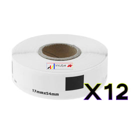 12 x Compatible Brother DK11204 "Without Cartridge" White Label Roll 17mm x 54mm