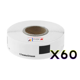 60 x Compatible Brother DK11204 "Without Cartridge" White Label Roll 17mm x 54mm