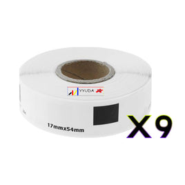 9 x Compatible Brother DK11204 "Without Cartridge" White Label Roll 17mm x 54mm