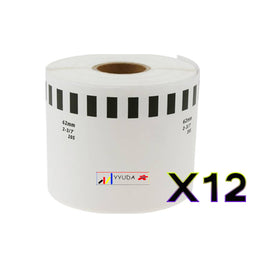 12 x Compatible Brother DK22205 "Without Cartridge" White Roll 62mm x 30.48m