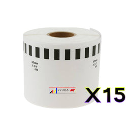 15 x Compatible Brother DK22205 "Without Cartridge" White Roll 62mm x 30.48m